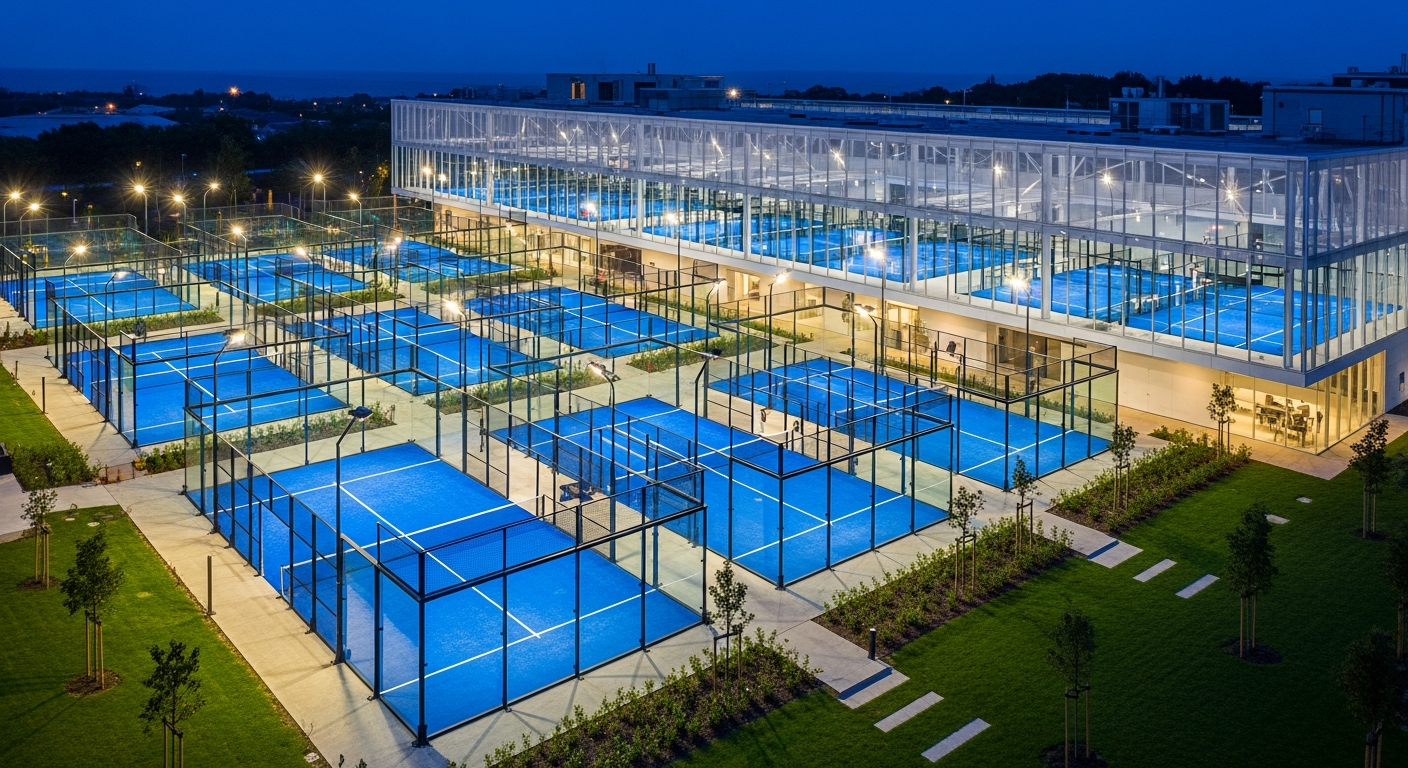 Vista panoramica della moderna struttura del centro padel